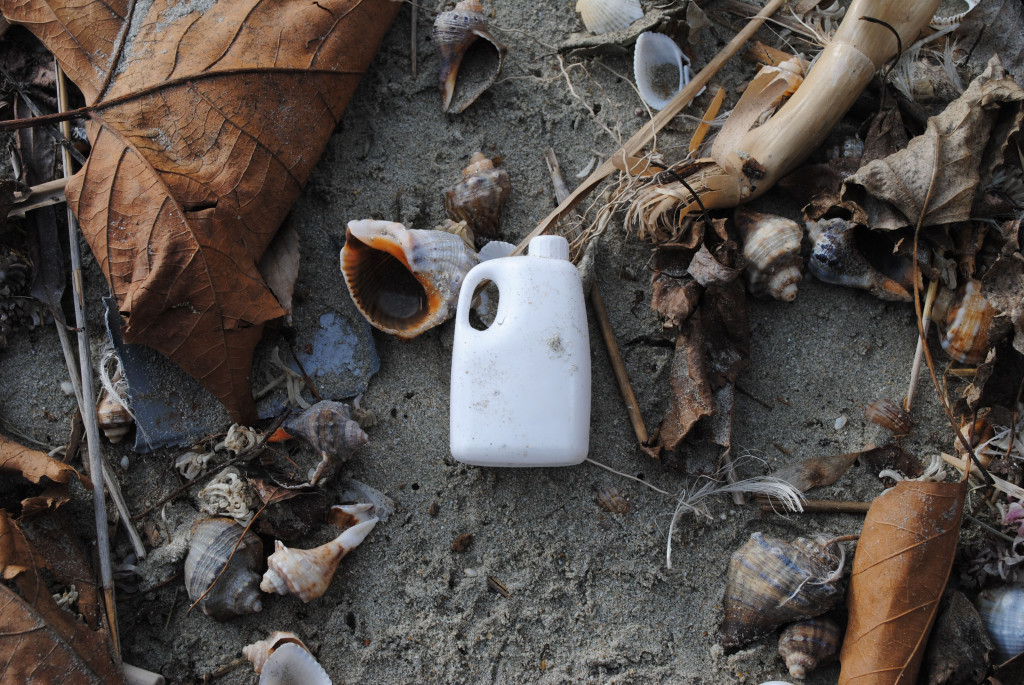 Plastic left on beach